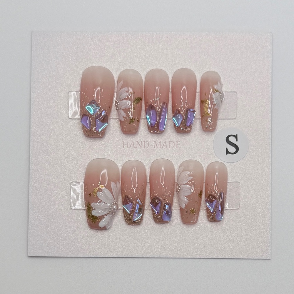 Floral Glitter Press-On Nails